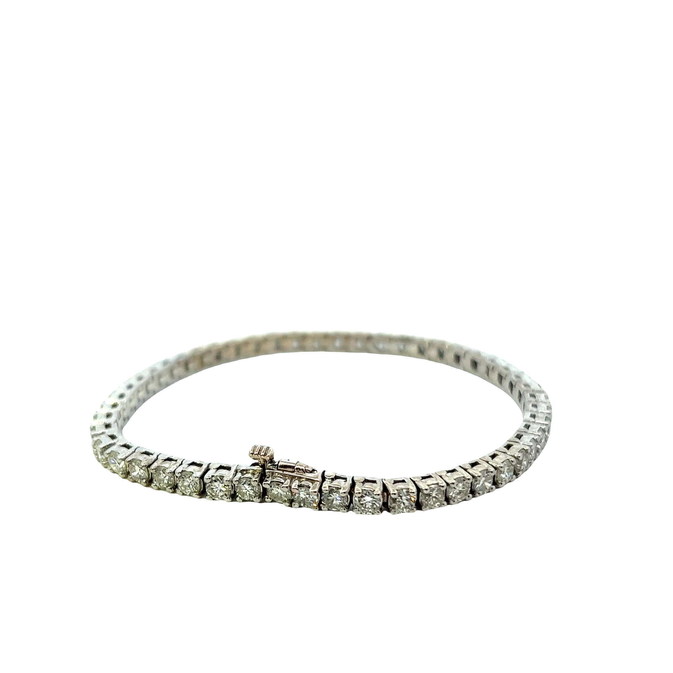 14KT White Gold Straight Line Diamond Tennis Bracelet