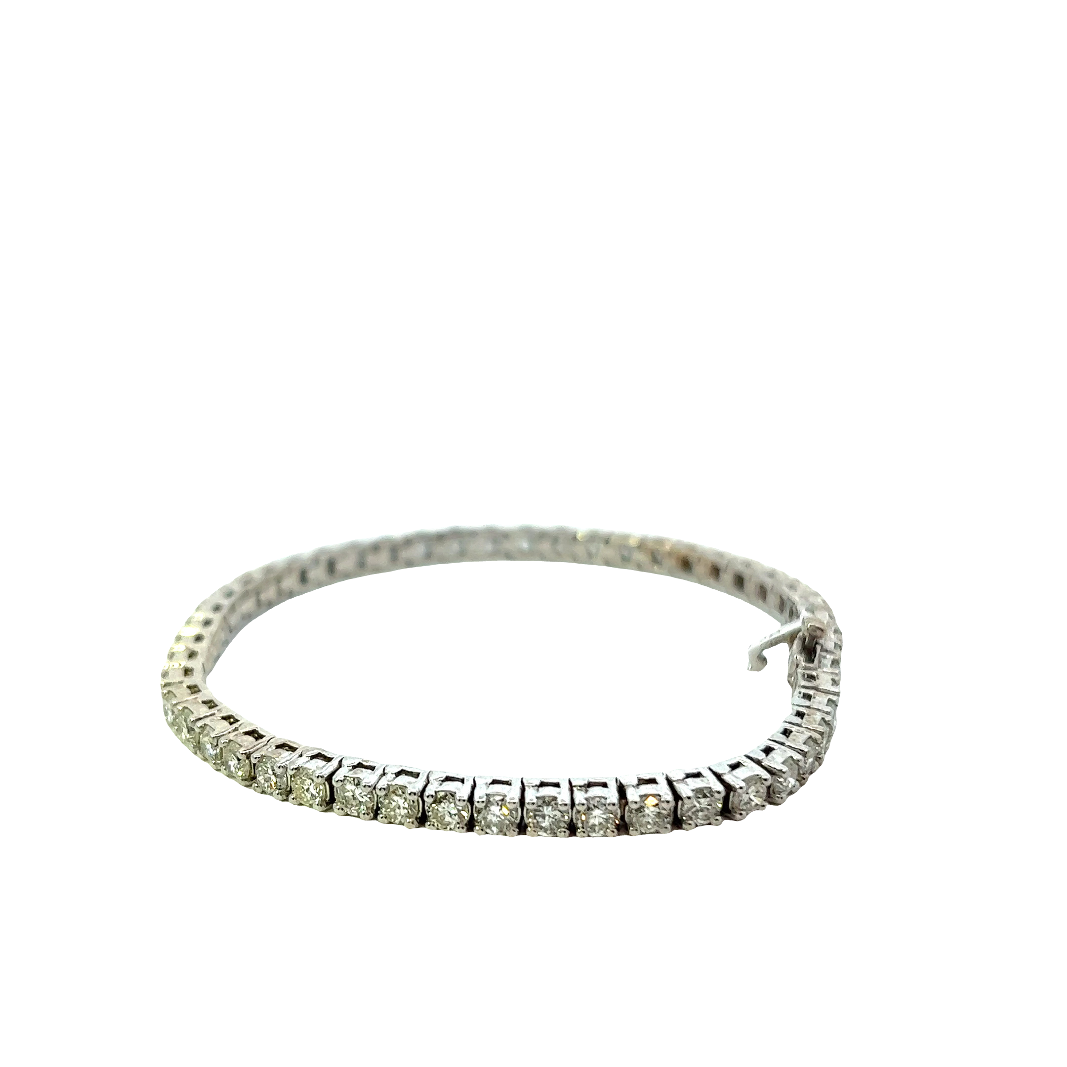 14KT White Gold Straight Line Diamond Tennis Bracelet