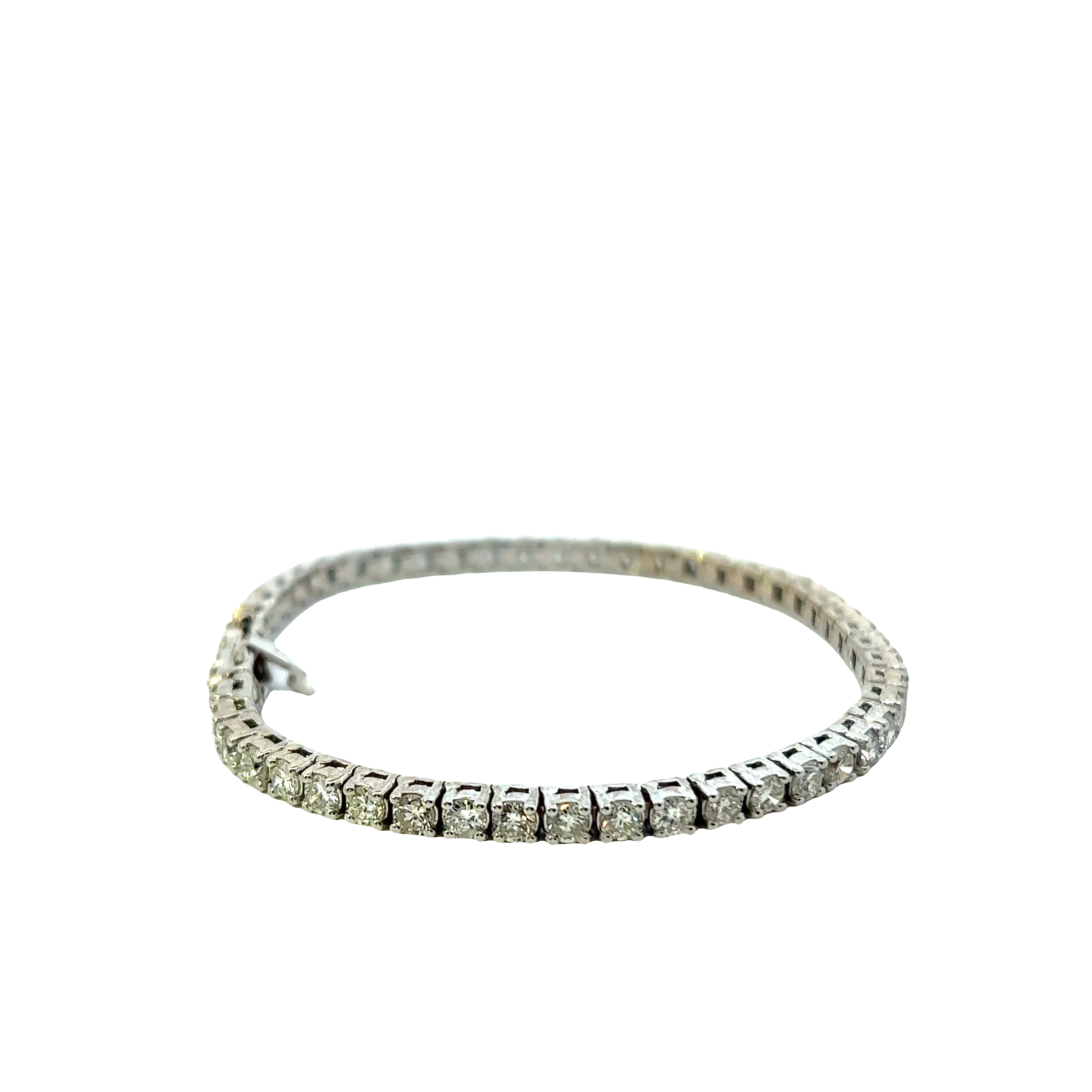 14KT White Gold Straight Line Diamond Tennis Bracelet