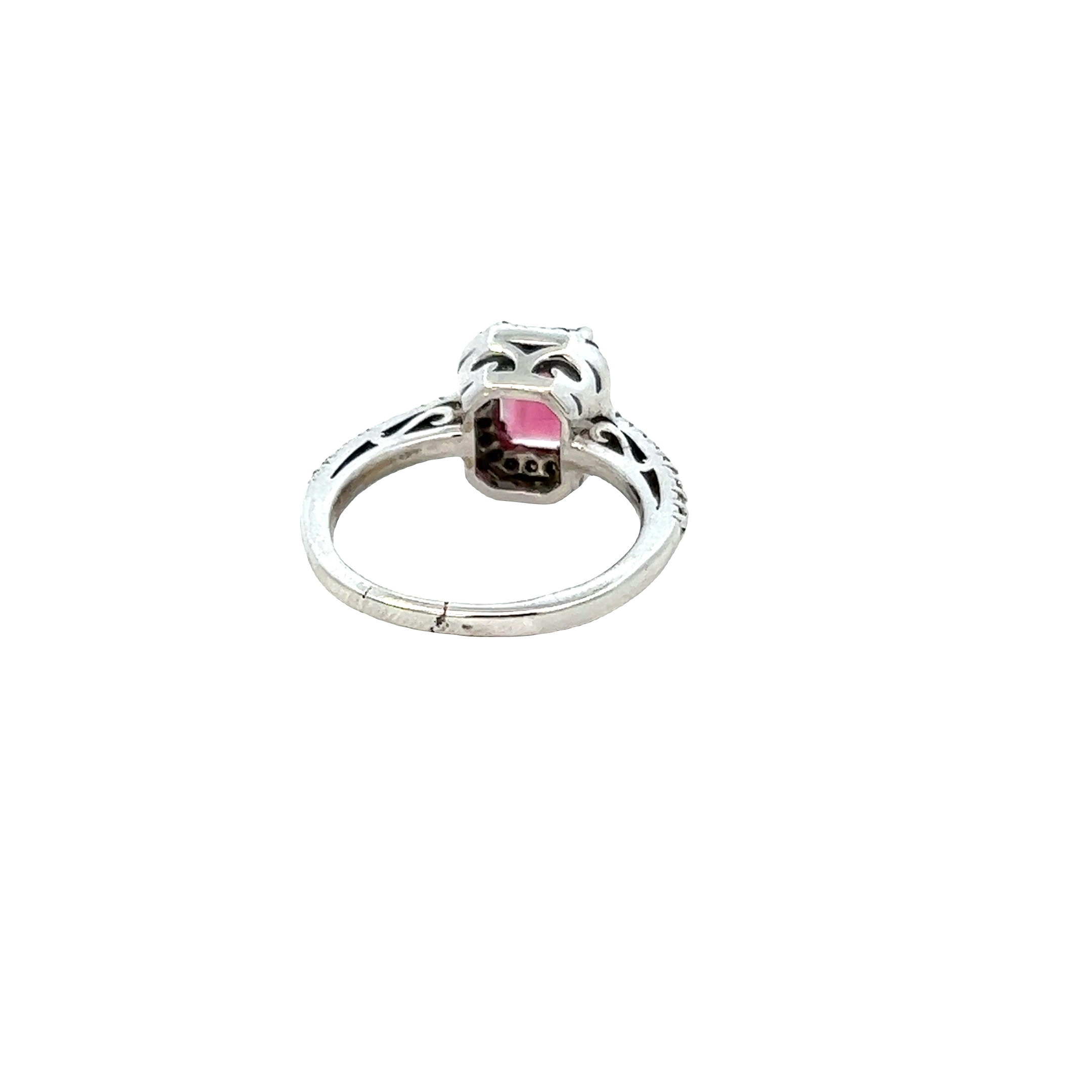 14KT White Gold Pink Tourmaline And Diamond Ring