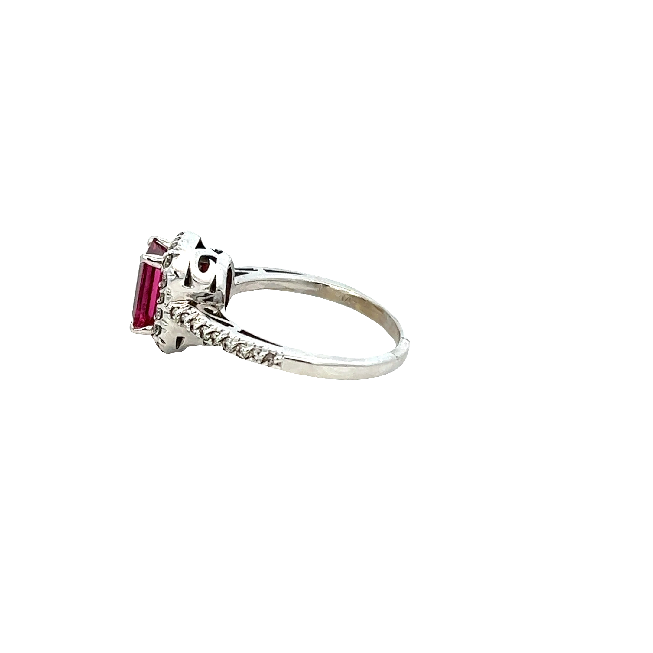 14KT White Gold Pink Tourmaline And Diamond Ring