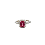 14KT White Gold Pink Tourmaline And Diamond Ring