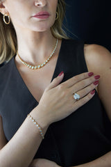 18KT Yellow Gold Bezel Set Graduated Diamond Tennis Necklace