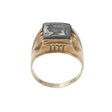 Antique 10KT Yellow Gold Carved Hematite Roman Warrior Intaglio Signet Ring