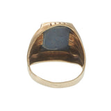 Antique 10KT Yellow Gold Carved Hematite Roman Warrior Intaglio Signet Ring