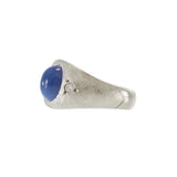 Vintage 14KT White Gold Blue Synthetic Star Sapphire and Diamond Ring