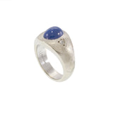 Vintage 14KT White Gold Blue Synthetic Star Sapphire and Diamond Ring