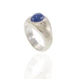 Vintage 14KT White Gold Blue Synthetic Star Sapphire and Diamond Ring