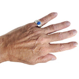 Vintage 14KT White Gold Blue Synthetic Star Sapphire and Diamond Ring