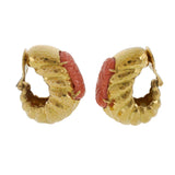Vintage circa 1980s Signed David Webb 18KT Yellow Gold and Coral Clip Earrings