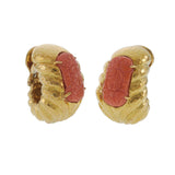 Vintage circa 1980s Signed David Webb 18KT Yellow Gold and Coral Clip Earrings