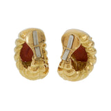 Vintage circa 1980s Signed David Webb 18KT Yellow Gold and Coral Clip Earrings