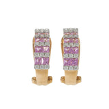 18KT Rose Gold Diamond & Pink Sapphire Wide Huggie Earrings