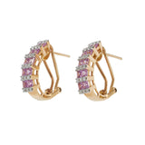 18KT Rose Gold Diamond & Pink Sapphire Wide Huggie Earrings