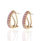 18KT Rose Gold Pink Sapphire Huggie Earrings