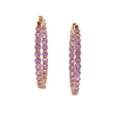 18KT Rose Gold Pink Sapphire Inside-Out Hoop Earrings