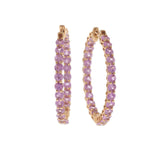 18KT Rose Gold Pink Sapphire Inside-Out Hoop Earrings
