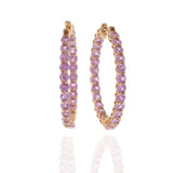 18KT Rose Gold Pink Sapphire Inside-Out Hoop Earrings