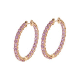 18KT Rose Gold Pink Sapphire Inside-Out Hoop Earrings