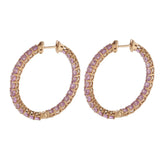 18KT Rose Gold Pink Sapphire Inside-Out Hoop Earrings