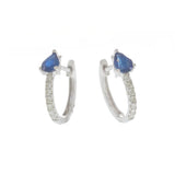 14KT White Gold Sapphire and Diamond Huggie Earrings – 0.88CT