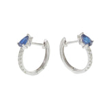 14KT White Gold Sapphire and Diamond Huggie Earrings – 0.88CT