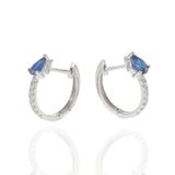 14KT White Gold Sapphire and Diamond Huggie Earrings – 0.88CT