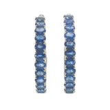 18KT White Gold 5.88CT Blue Sapphire Hoop Earrings