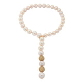 Pink Pearl and Champagne Diamond Lariat Necklace on 18KT Rose Gold