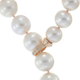 Pink Pearl and Champagne Diamond Lariat Necklace on 18KT Rose Gold