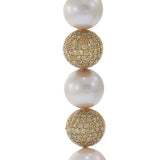 Pink Pearl and Champagne Diamond Lariat Necklace on 18KT Rose Gold