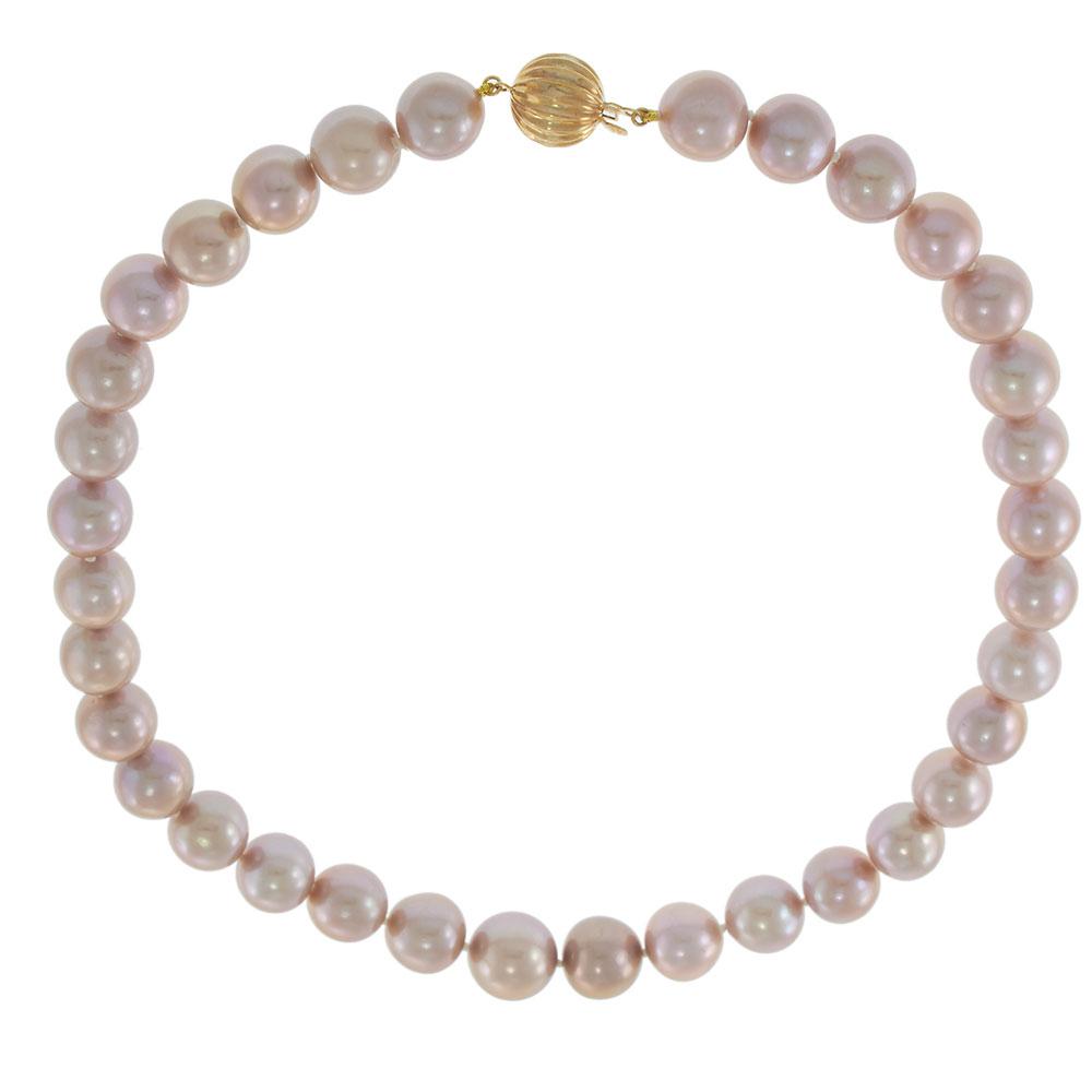 Genuine Pink 11–14MM Graduated Pearl Necklace with 14KT Yellow Gold Clasp