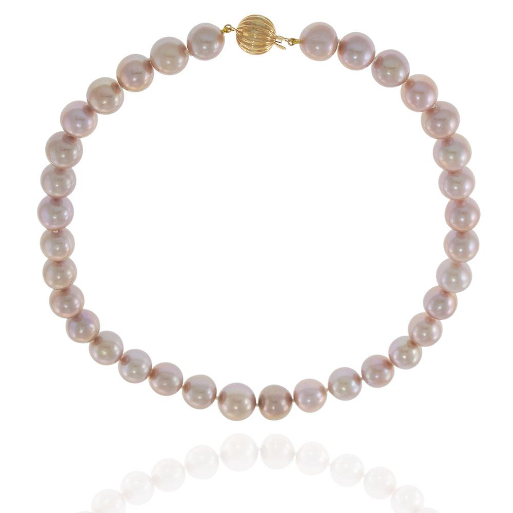 Genuine Pink 11–14MM Graduated Pearl Necklace with 14KT Yellow Gold Clasp