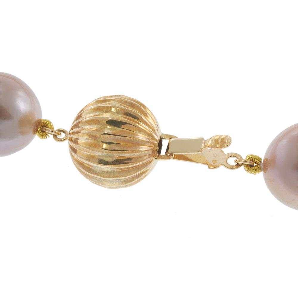 Genuine Pink 11–14MM Graduated Pearl Necklace with 14KT Yellow Gold Clasp