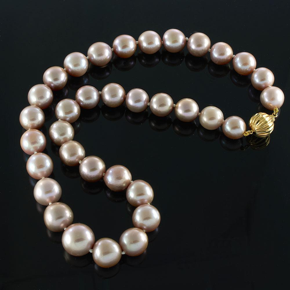 Genuine Pink 11–14MM Graduated Pearl Necklace with 14KT Yellow Gold Clasp