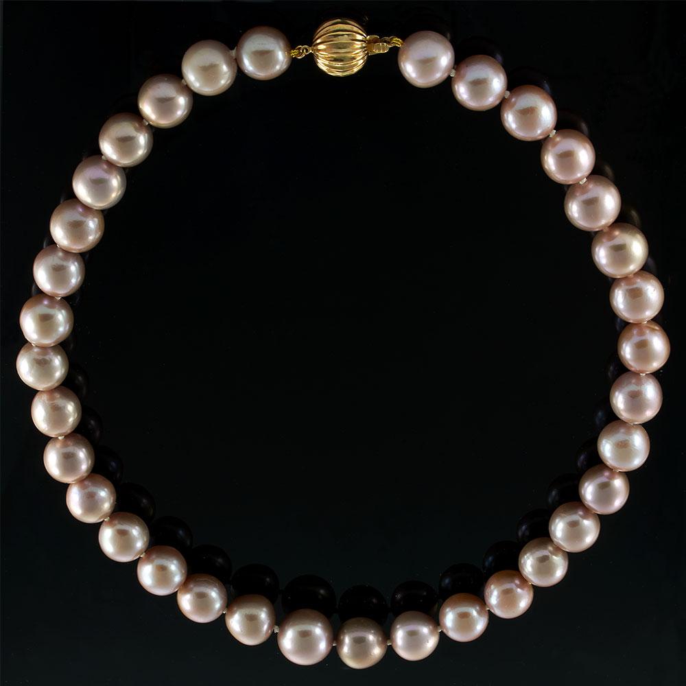 Genuine Pink 11–14MM Graduated Pearl Necklace with 14KT Yellow Gold Clasp