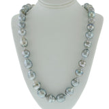 Grey Tahitian Baroque Pearl Strand Necklace with Sterling Silver Clasp