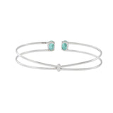 18KT White Gold Emerald Cuff Bangle