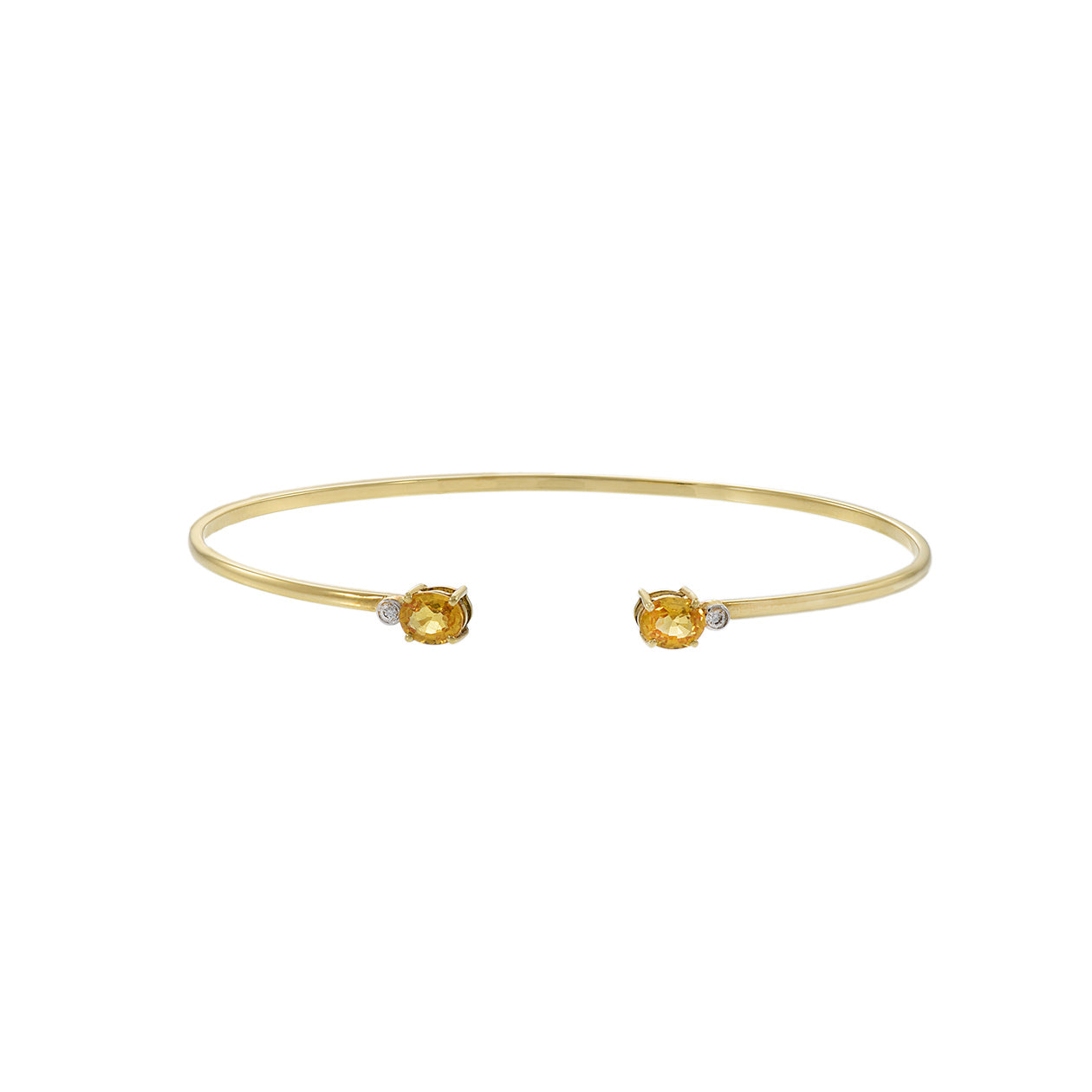18KT Yellow Gold Yellow Sapphire And Diamond Bangle Bracelet