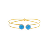 18KT Yellow Gold Turquoise And Diamond Bangle Bracelet