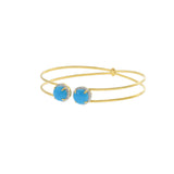 18KT Yellow Gold Turquoise And Diamond Bangle Bracelet