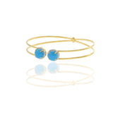 18KT Yellow Gold Turquoise And Diamond Bangle Bracelet