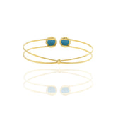 18KT Yellow Gold Turquoise And Diamond Bangle Bracelet