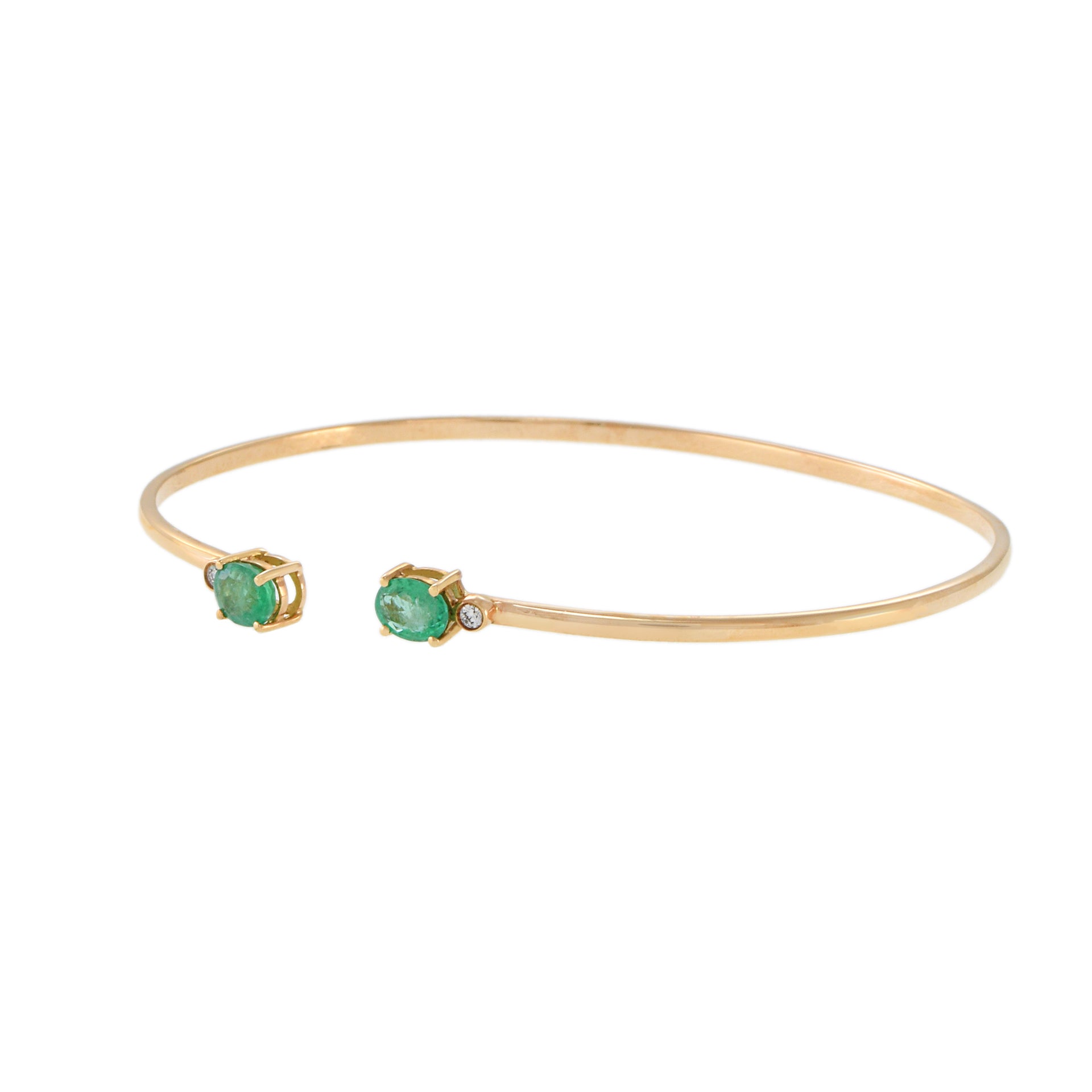 18KT Rose Gold Emerald And Diamond Bangle