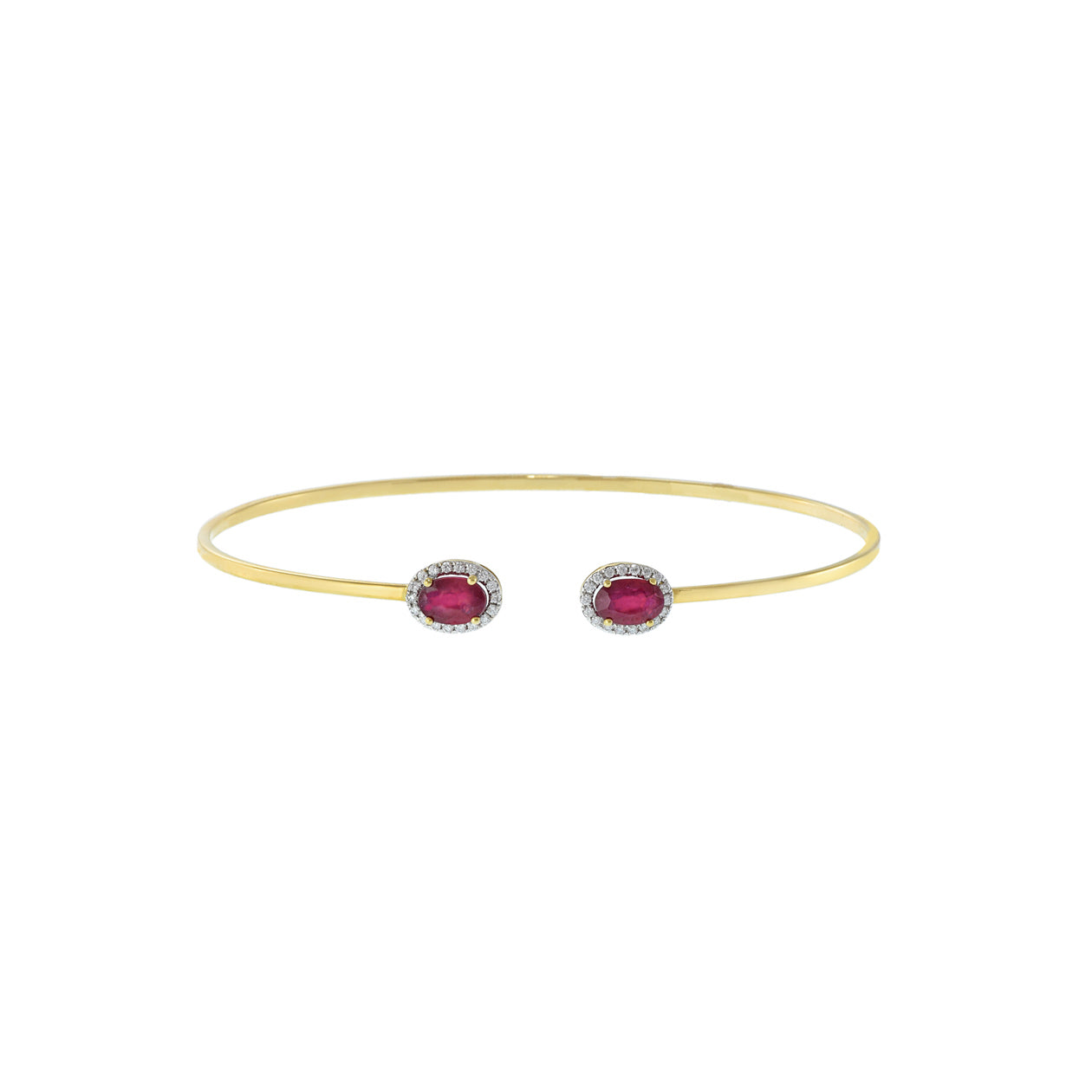 18KT Yellow Gold Flex Diamond And Ruby Bangle Bracelet