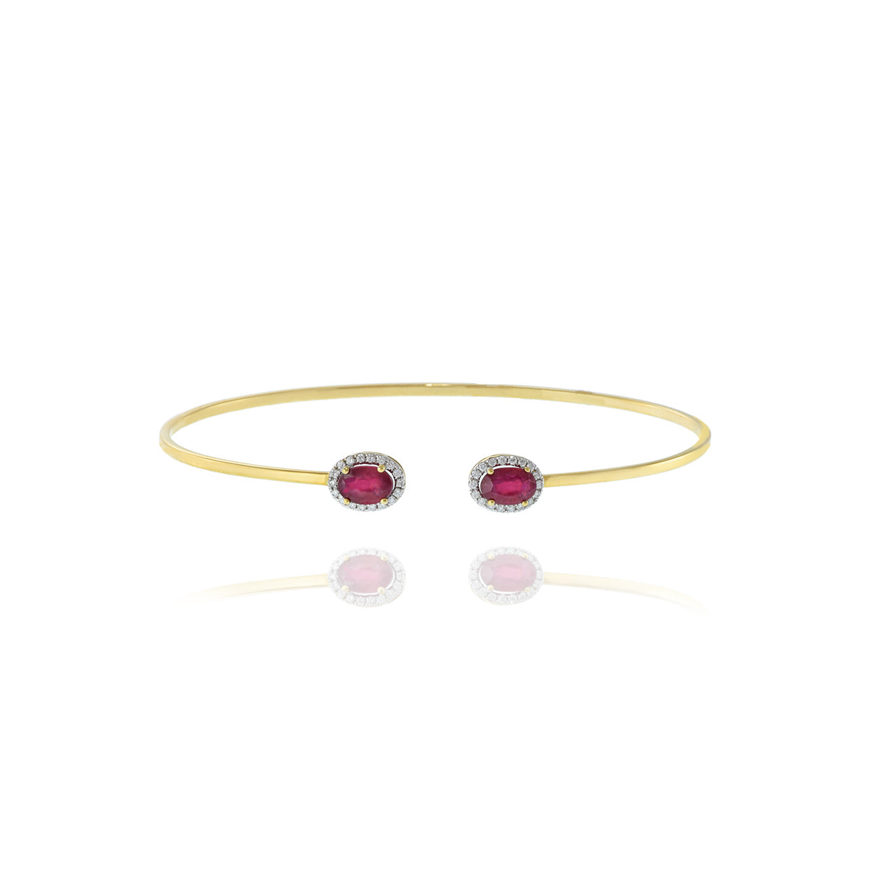 18KT Yellow Gold Flex Diamond And Ruby Bangle Bracelet