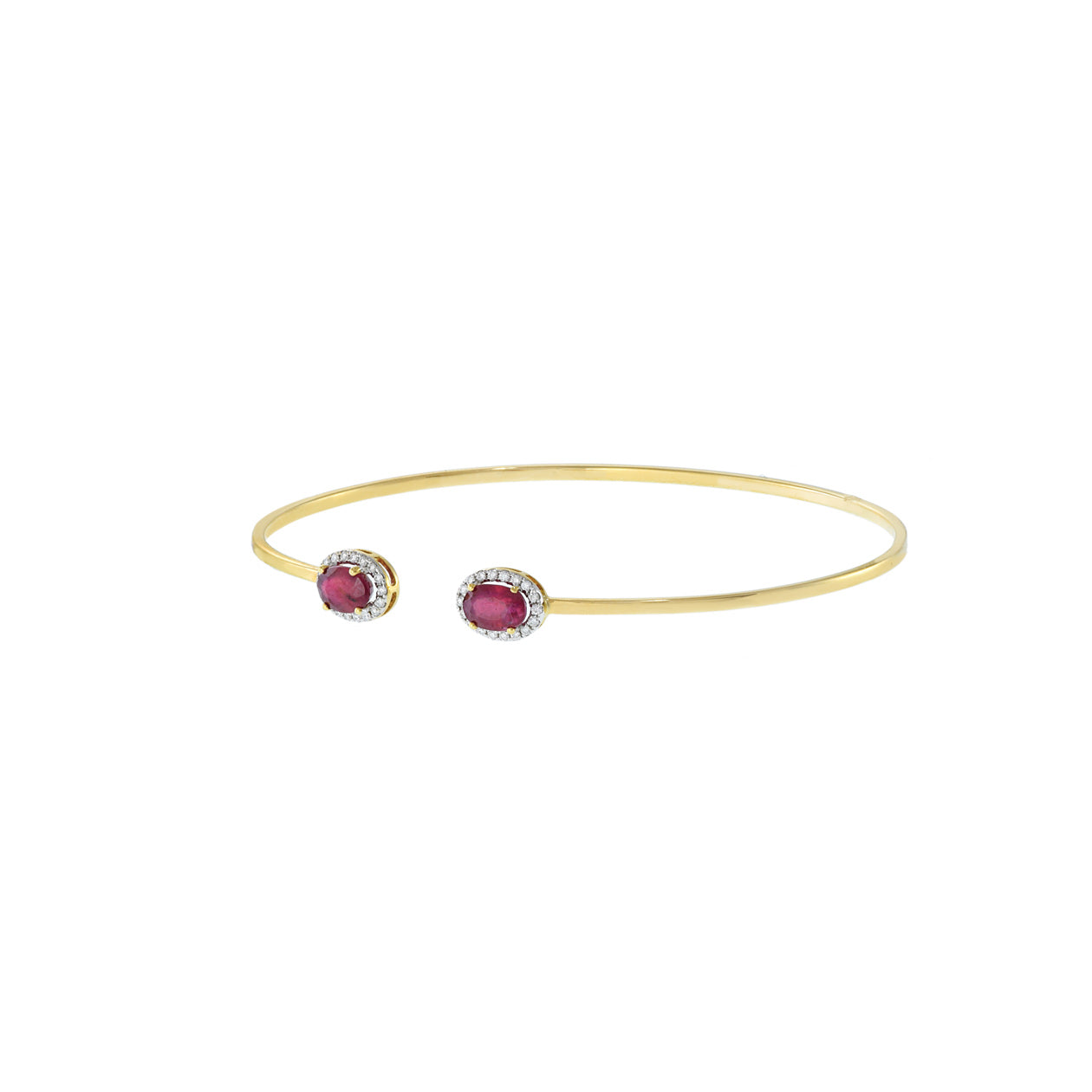 18KT Yellow Gold Flex Diamond And Ruby Bangle Bracelet