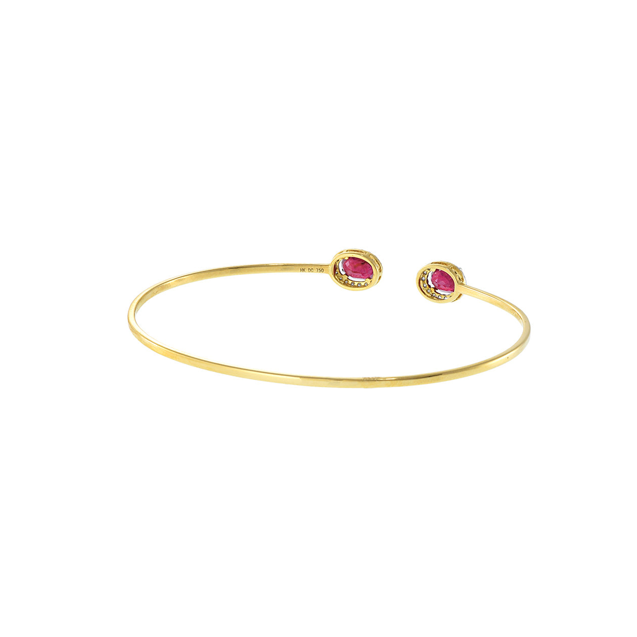 18KT Yellow Gold Flex Diamond And Ruby Bangle Bracelet