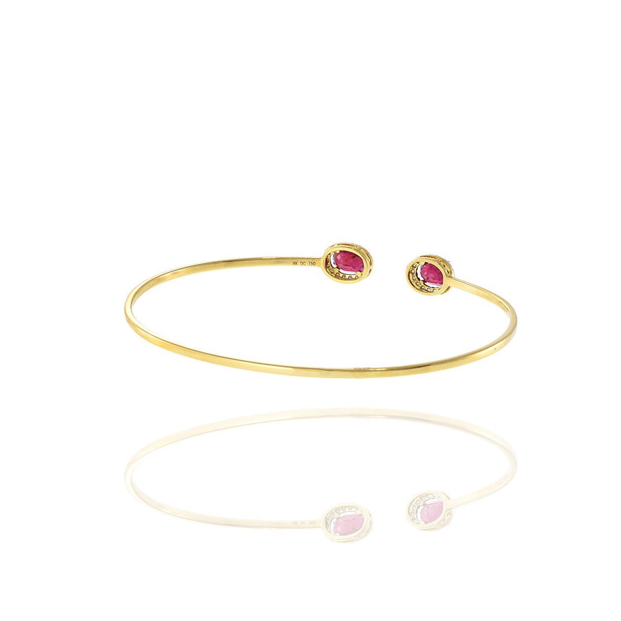 18KT Yellow Gold Flex Diamond And Ruby Bangle Bracelet