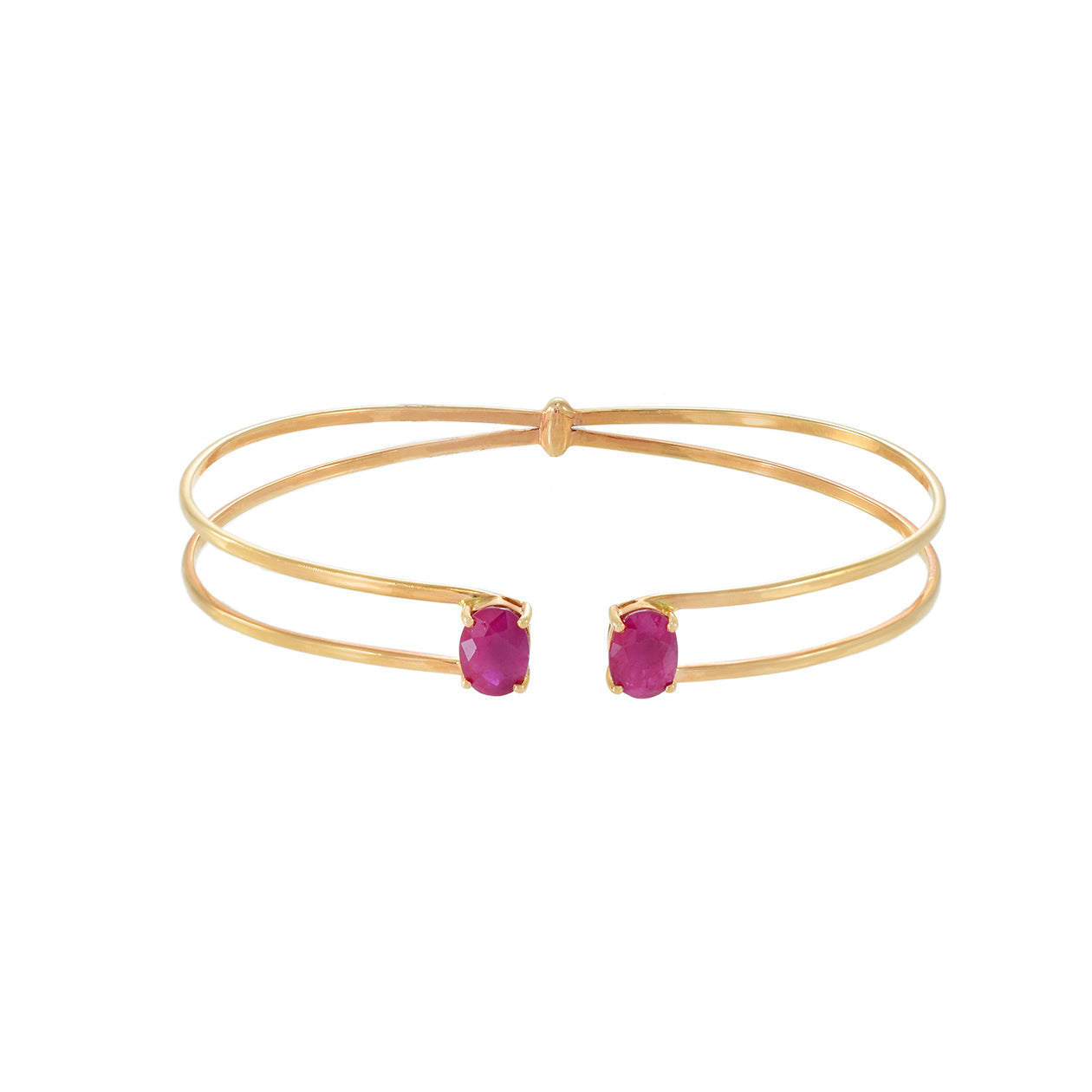 18KT Rose Gold Ruby Double Flex Cuff Bracelet